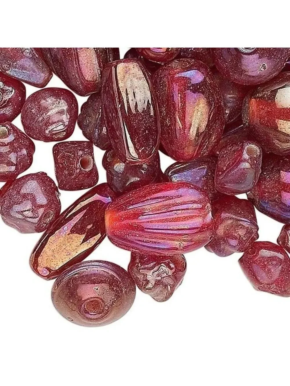 50g Bulk Handcrafted India Lampwork Glass Beads Mix Red Luster